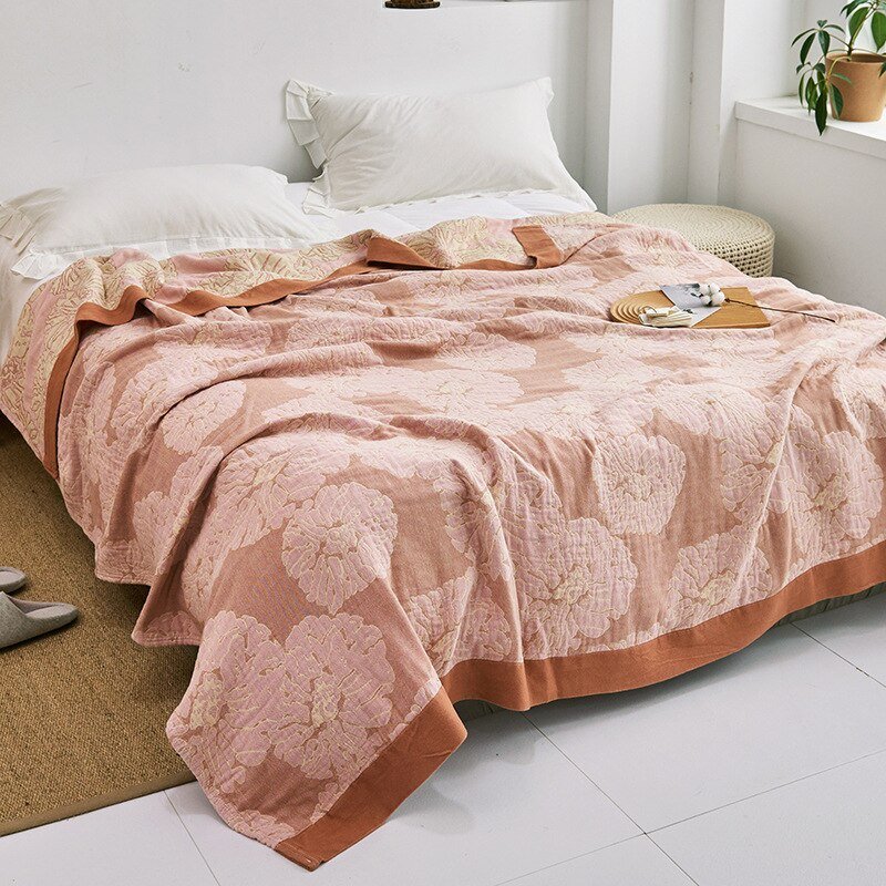 Soft Japanese-Style Cotton Throw Blanket for Beds and Sofas | Anti-Pilling Cotton Comfort All Year | Throw Blankets