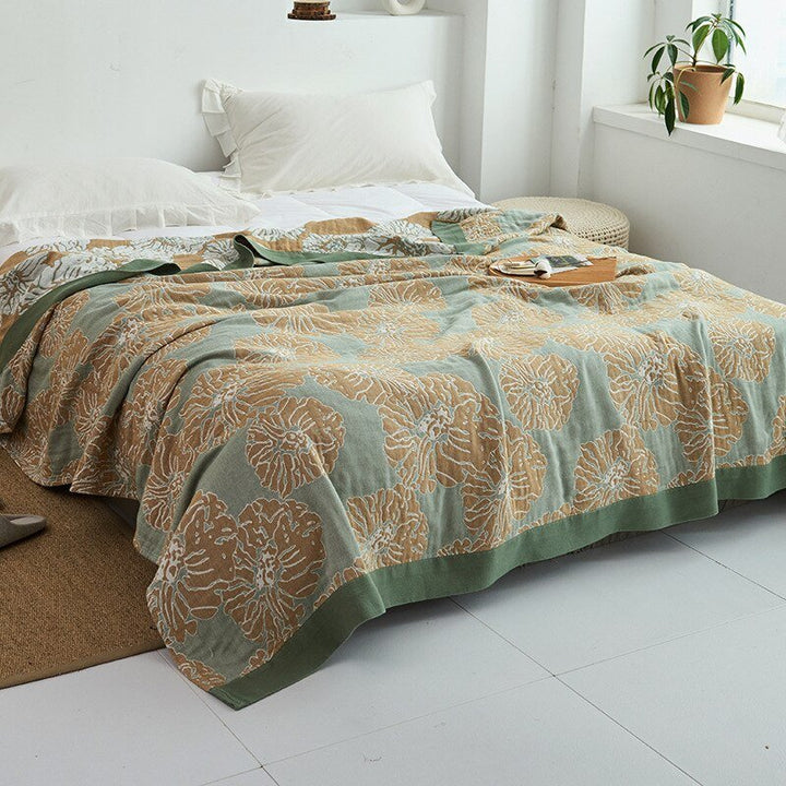 Soft Japanese-Style Cotton Throw Blanket for Beds and Sofas | Anti-Pilling Cotton Comfort All Year | Throw Blankets