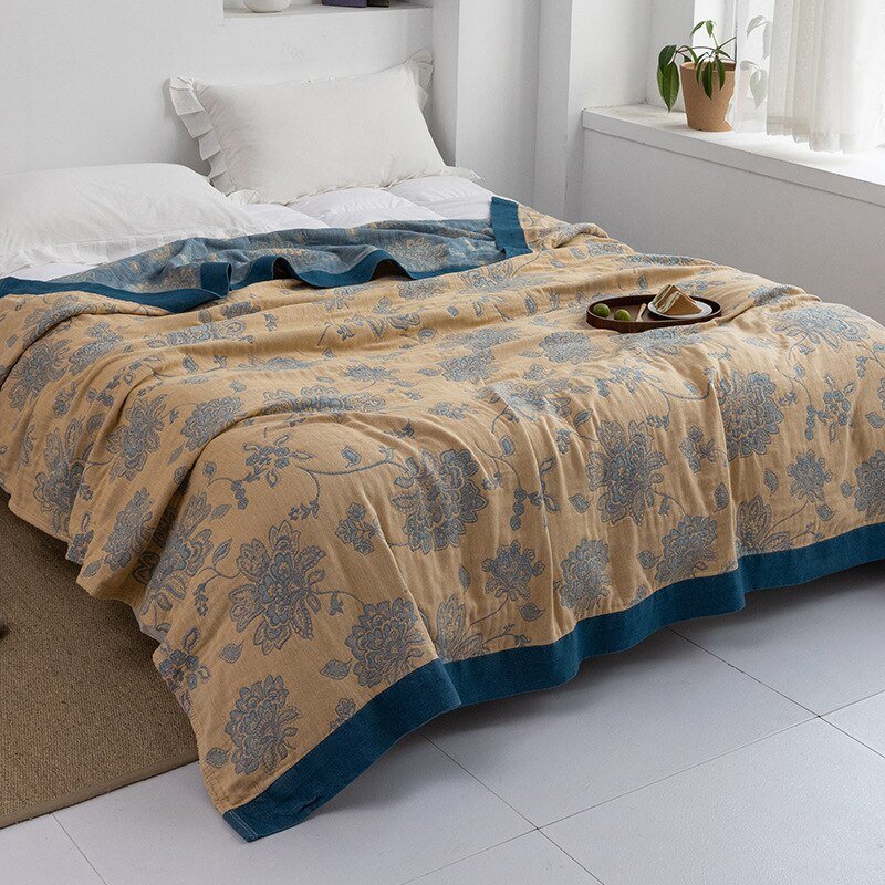 Soft Japanese-Style Cotton Throw Blanket for Beds and Sofas | Anti-Pilling Cotton Comfort All Year | Throw Blankets