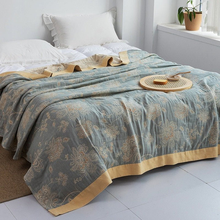 Soft Japanese-Style Cotton Throw Blanket for Beds and Sofas | Anti-Pilling Cotton Comfort All Year | Throw Blankets
