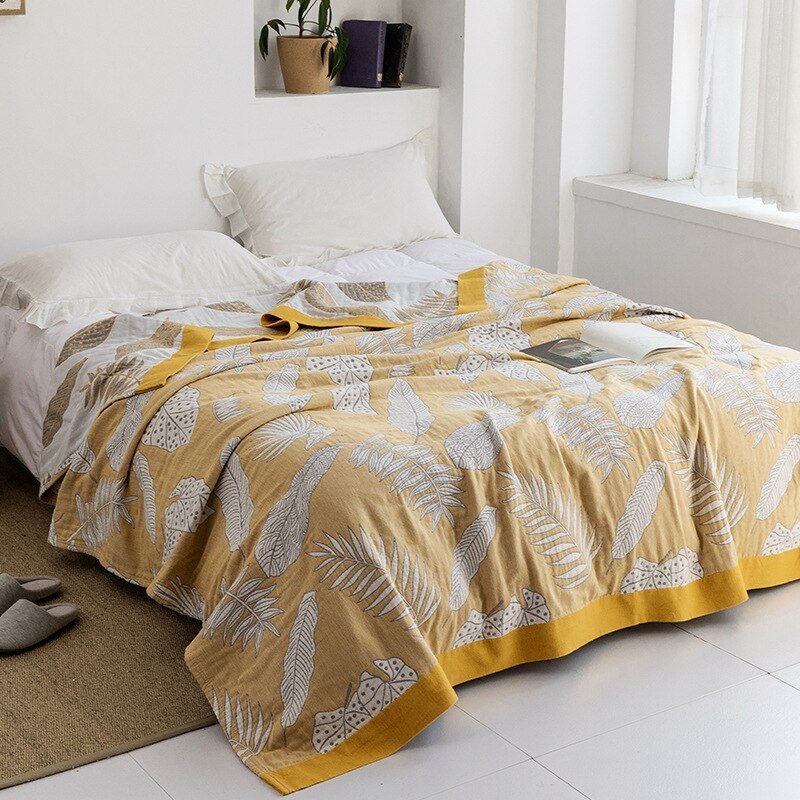 Soft Japanese-Style Cotton Throw Blanket for Beds and Sofas | Anti-Pilling Cotton Comfort All Year | Throw Blankets