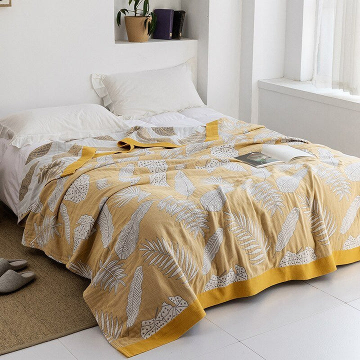 Soft Japanese-Style Cotton Throw Blanket for Beds and Sofas | Anti-Pilling Cotton Comfort All Year | Throw Blankets