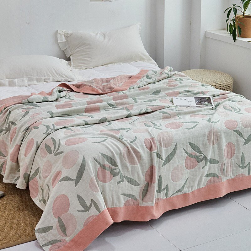 Soft Japanese-Style Cotton Throw Blanket for Beds and Sofas | Anti-Pilling Cotton Comfort All Year | Throw Blankets