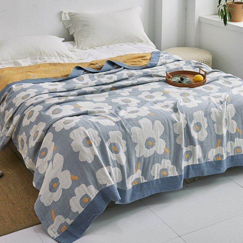 Soft Japanese-Style Cotton Throw Blanket for Beds and Sofas | Anti-Pilling Cotton Comfort All Year | Throw Blankets