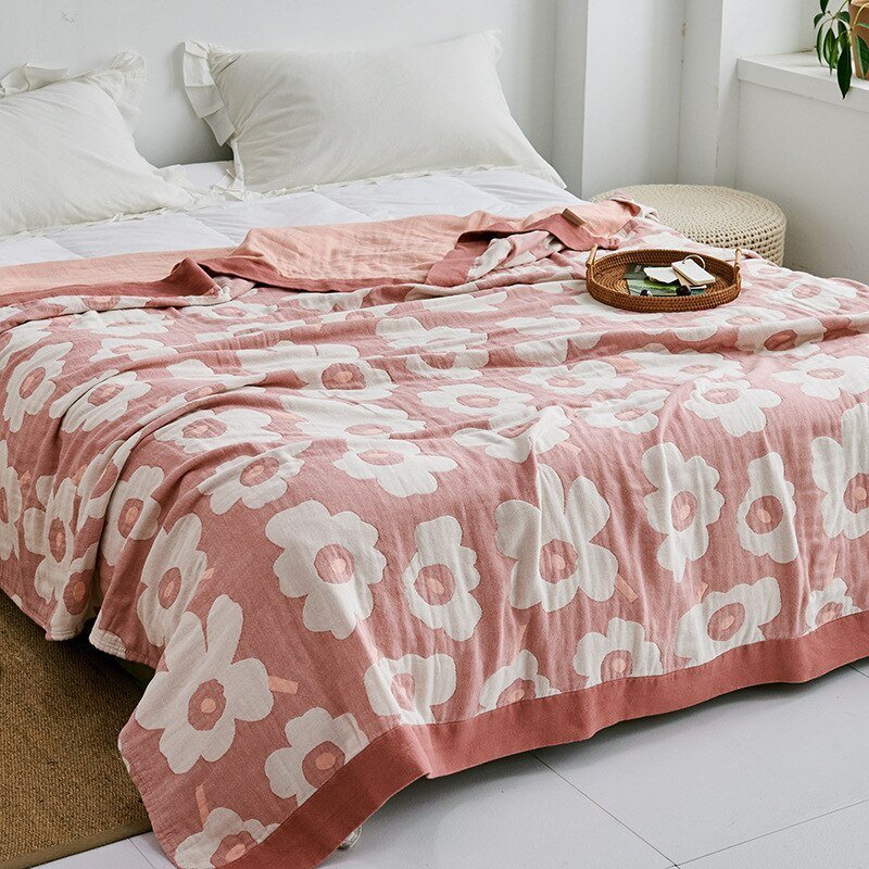 Soft Japanese-Style Cotton Throw Blanket for Beds and Sofas | Anti-Pilling Cotton Comfort All Year | Throw Blankets