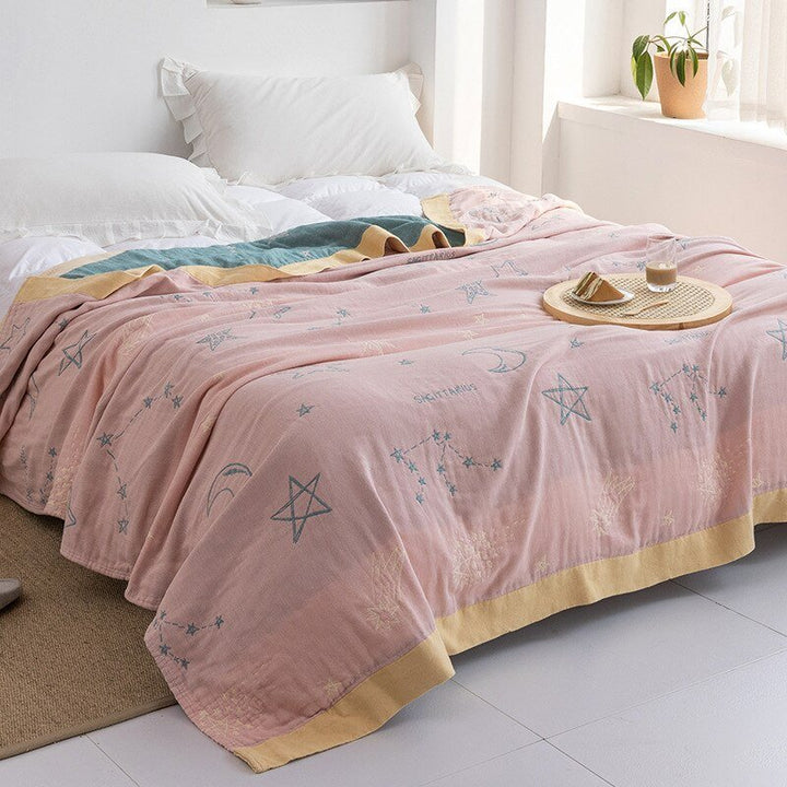 Soft Japanese-Style Cotton Throw Blanket for Beds and Sofas | Anti-Pilling Cotton Comfort All Year | Throw Blankets