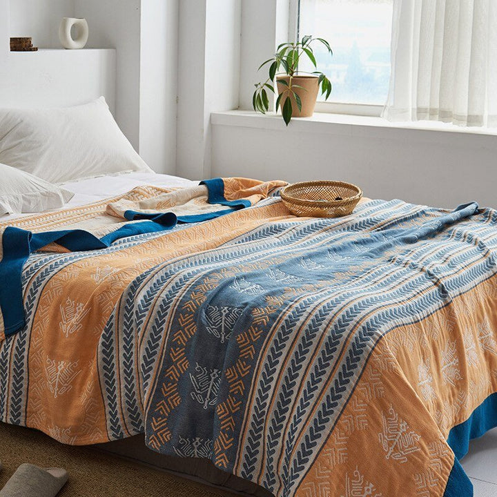 Soft Japanese-Style Cotton Throw Blanket for Beds and Sofas | Anti-Pilling Cotton Comfort All Year | Throw Blankets