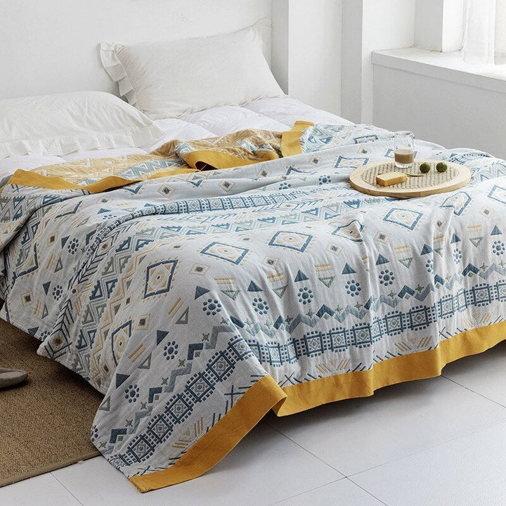Soft Japanese-Style Cotton Throw Blanket for Beds and Sofas | Anti-Pilling Cotton Comfort All Year | Throw Blankets