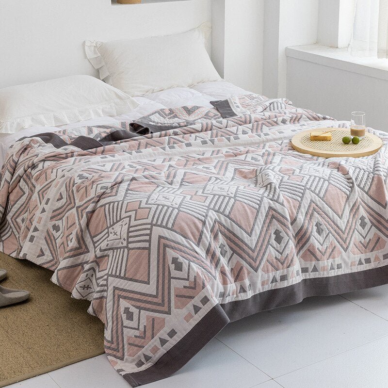 Soft Japanese-Style Cotton Throw Blanket for Beds and Sofas | Anti-Pilling Cotton Comfort All Year | Throw Blankets
