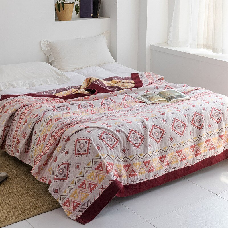 Soft Japanese-Style Cotton Throw Blanket for Beds and Sofas | Anti-Pilling Cotton Comfort All Year | Throw Blankets