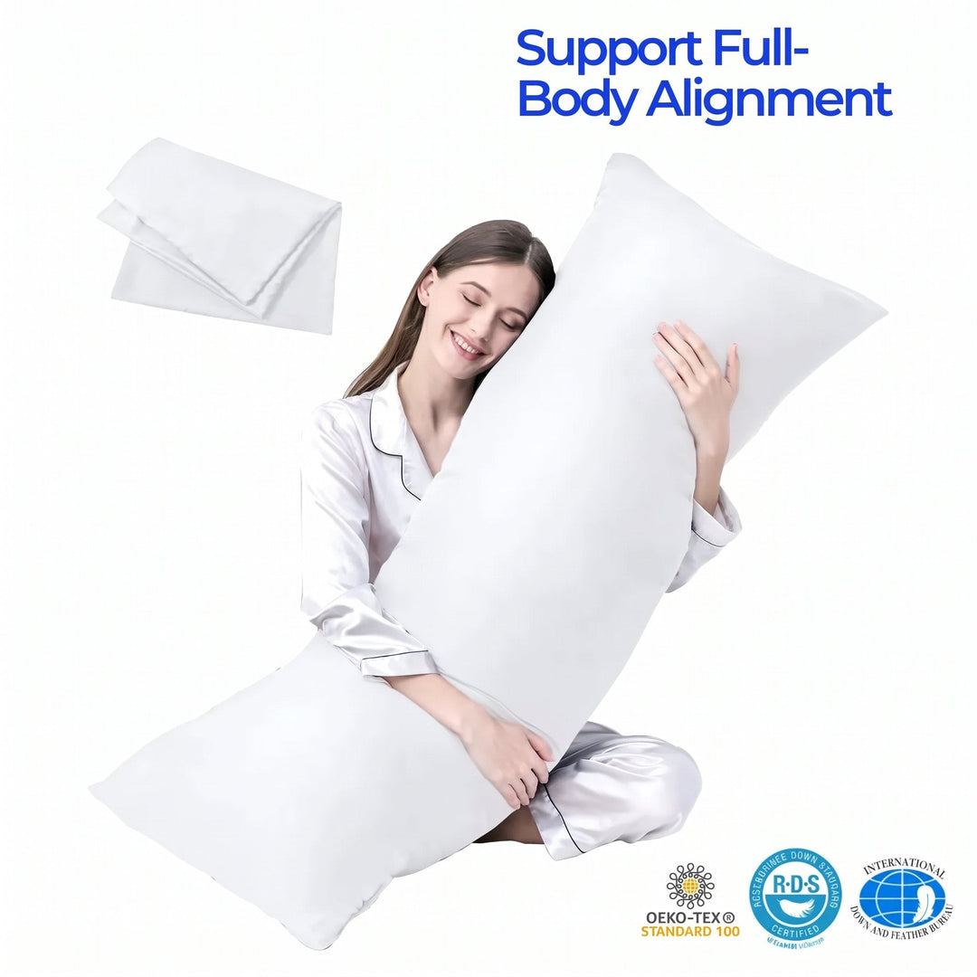 Large Breathable Body Pillow Insert in Three Sizes for Standard Long Covers | Full-Length Support Insert | Bed Pillows