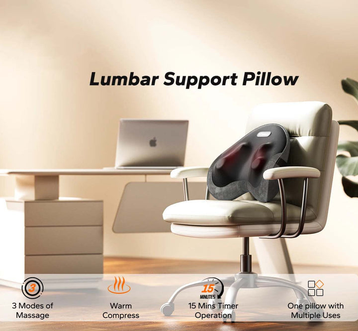 Shiatsu Lumbar Massage Pillow with Heat and Washable Cover | Warming Kneading for Your Lower Back | Massage Pillows