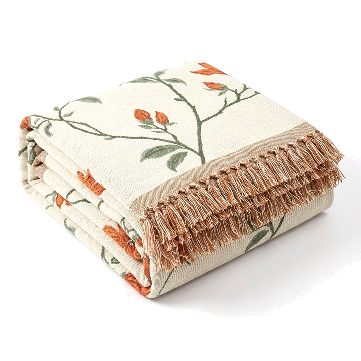 Bohemian Chenille Tassel Sofa Cover and Universal Throw, Three Sizes | Boho Chenille for Sofas and Chairs | Throw Blankets