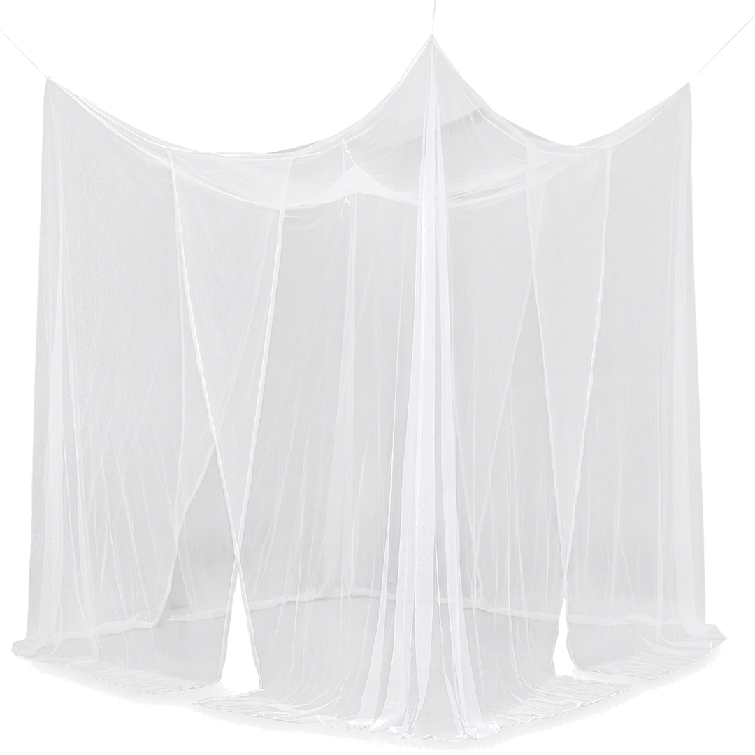 Large Four Door Square Mosquito Net Bed Canopy in Breathable Mesh | Roomy Insect Protection for Bedrooms | Bed Canopies