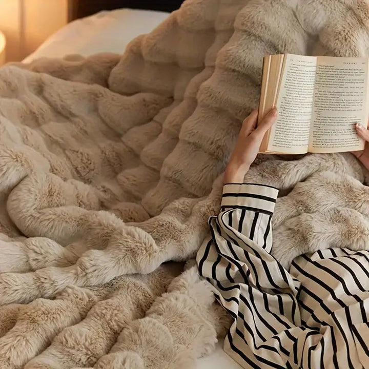 Plush Faux Fur Throw Blanket, 39 x 63 in, Cloud-Soft and Breathable | Cloud-Soft Faux Fur Year-Round | Throw Blankets
