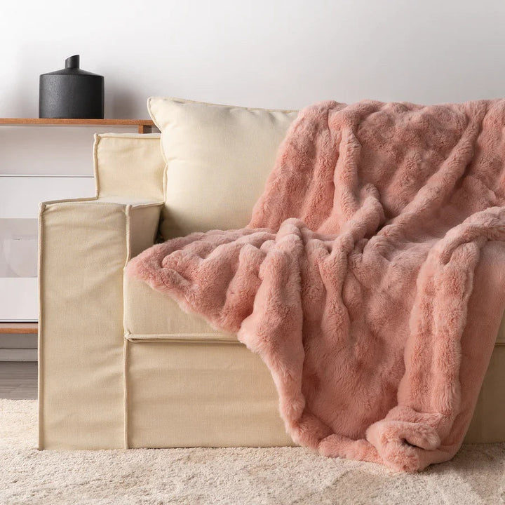 Plush Faux Fur Throw Blanket, 39 x 63 in, Cloud-Soft and Breathable | Cloud-Soft Faux Fur Year-Round | Throw Blankets