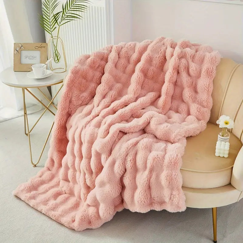 Plush Faux Fur Throw Blanket, 39 x 63 in, Cloud-Soft and Breathable | Cloud-Soft Faux Fur Year-Round | Throw Blankets