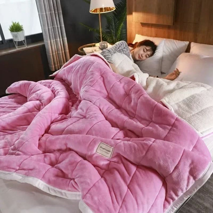 Thick Flannel and Coral Fleece Blanket for Winter, Multi-Layered Soft Throw | Thick Coral Fleece for Cold Nights | Throw Blankets