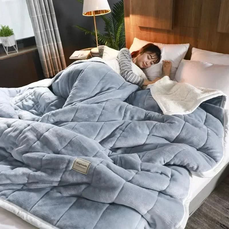 Thick Flannel and Coral Fleece Blanket for Winter, Multi-Layered Soft Throw | Thick Coral Fleece for Cold Nights | Throw Blankets