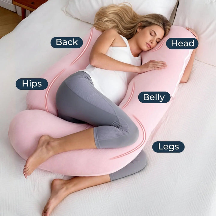 Cooling U-Shaped Full Body Pillow with Soft Microfiber Fill | Wraparound Support for Every Position | Bed Pillows