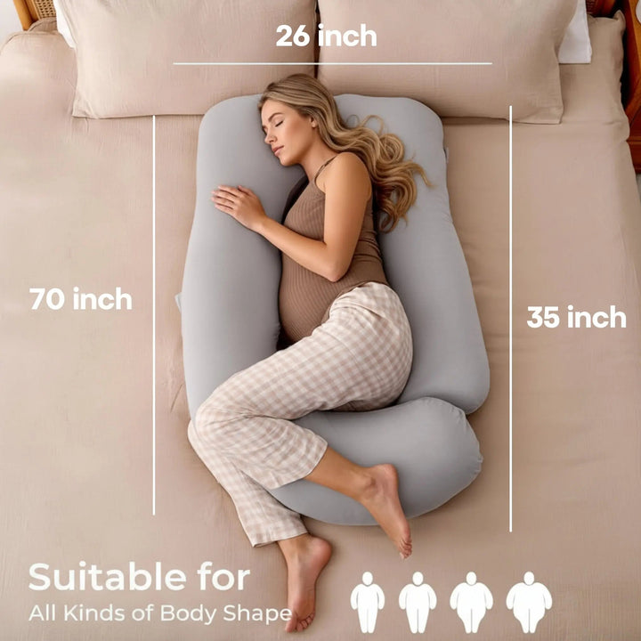 Cooling U-Shaped Full Body Pillow with Soft Microfiber Fill | Wraparound Support for Every Position | Bed Pillows