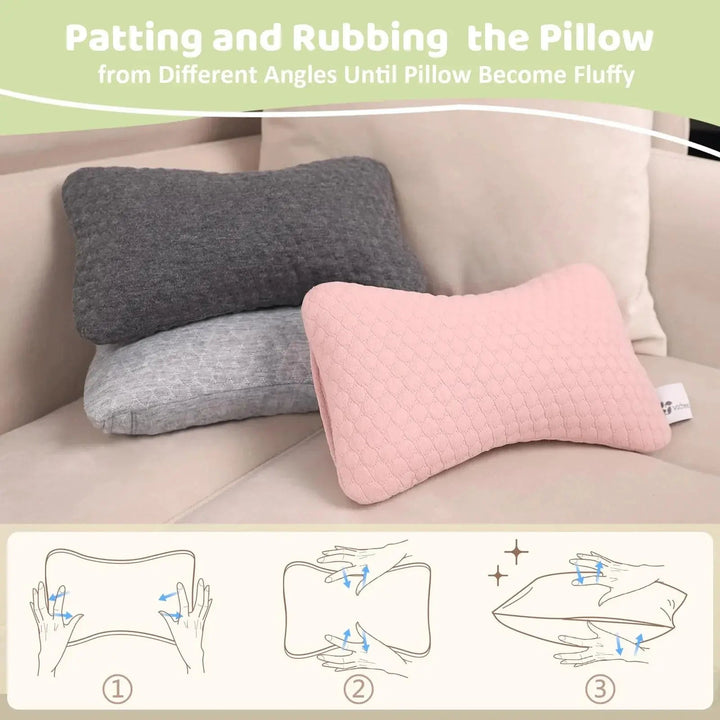 Mini Cotton Travel Comfort Pillows, Set of 2 Compact Pillows | Compact Pillows for Travel and Rest | Travel Pillows