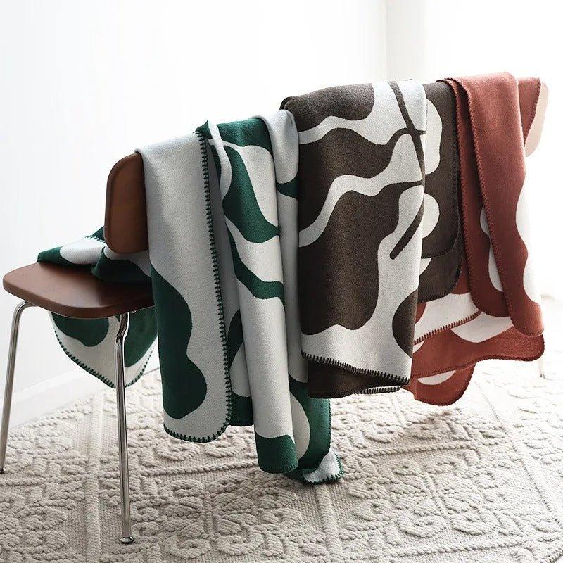 Abstract Bohemian Cotton-Acrylic Throw Blanket in Nordic Style, 130 x 180 cm | Abstract Nordic Boho Throw | Throw Blankets