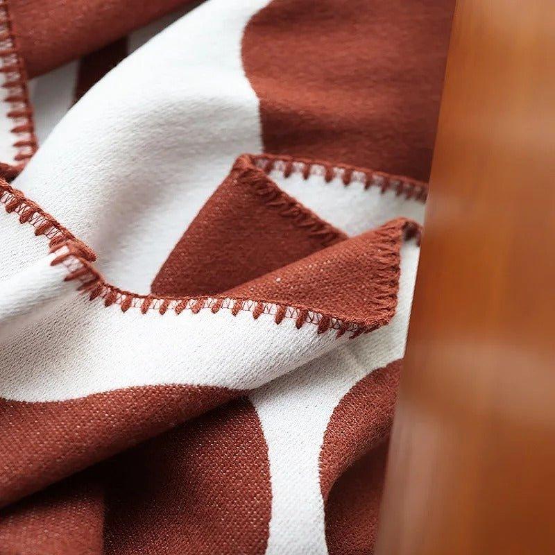 Abstract Bohemian Cotton-Acrylic Throw Blanket in Nordic Style, 130 x 180 cm | Abstract Nordic Boho Throw | Throw Blankets