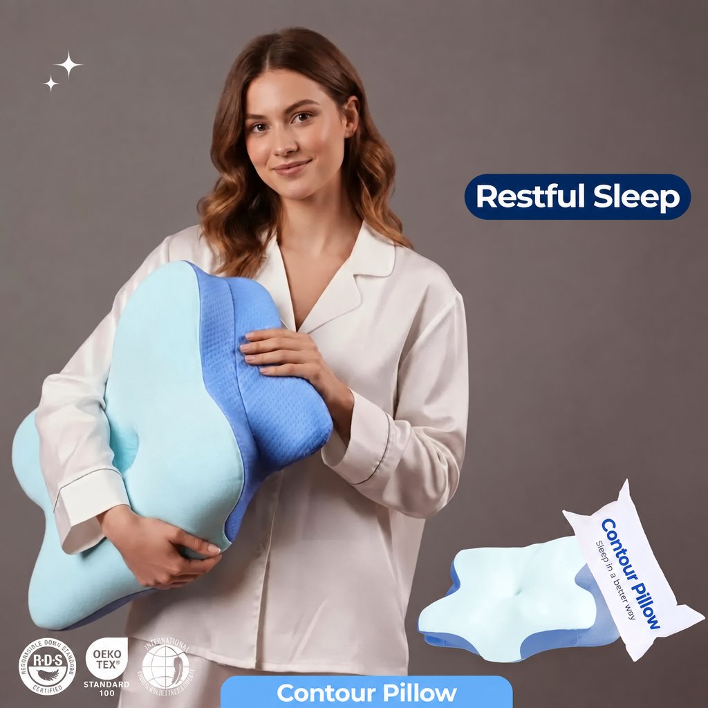 Ultra Cooling Memory Foam Contour Pillow with Breathable Cover | Cool, Steady Support for Sleepers | Bed Pillows