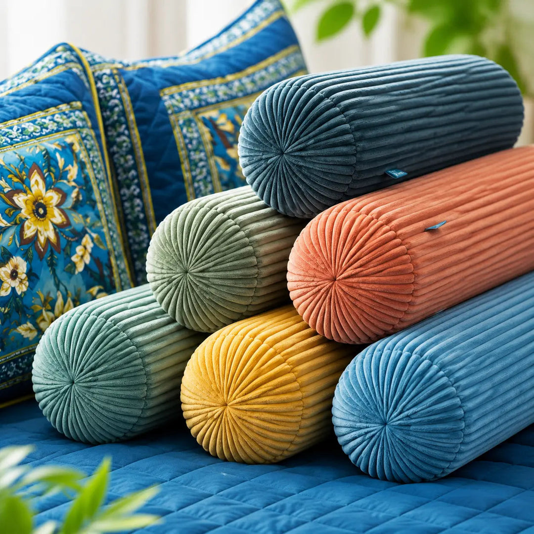 Supportive Knit Bolster Cushion That Holds Its Round Shape | Firm Round Cushion for Couch or Bed | Bolster Pillows