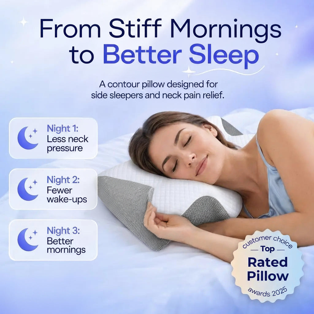 Cervical Contour Memory Foam Pillow for Side and Back Sleepers | Neck Support for Restful Nights | Bed Pillows