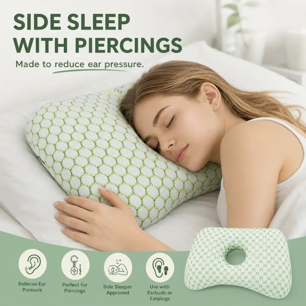 Ear Piercing Donut Pillow with Center Ear Hole for Side Sleepers | Pressure-Free Space for Your Ear | Bed Pillows
