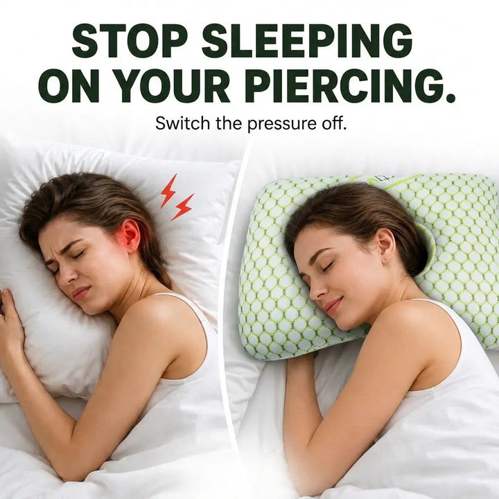 Ear Piercing Donut Pillow with Center Ear Hole for Side Sleepers | Pressure-Free Space for Your Ear | Bed Pillows