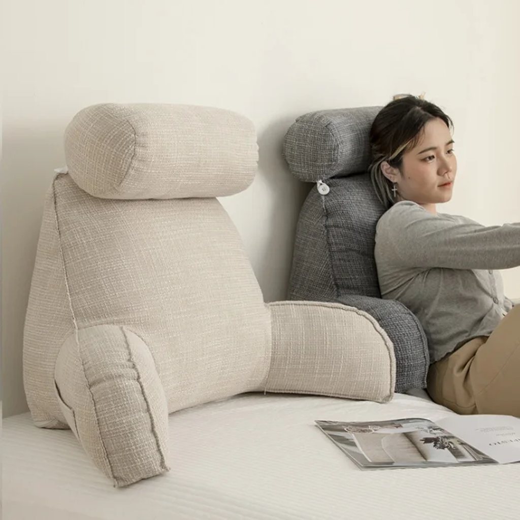 Ergonomic Back Support Cushion with Adjustable Headrest and Armrests | Back, Neck and Arm Support | Wedge Pillows