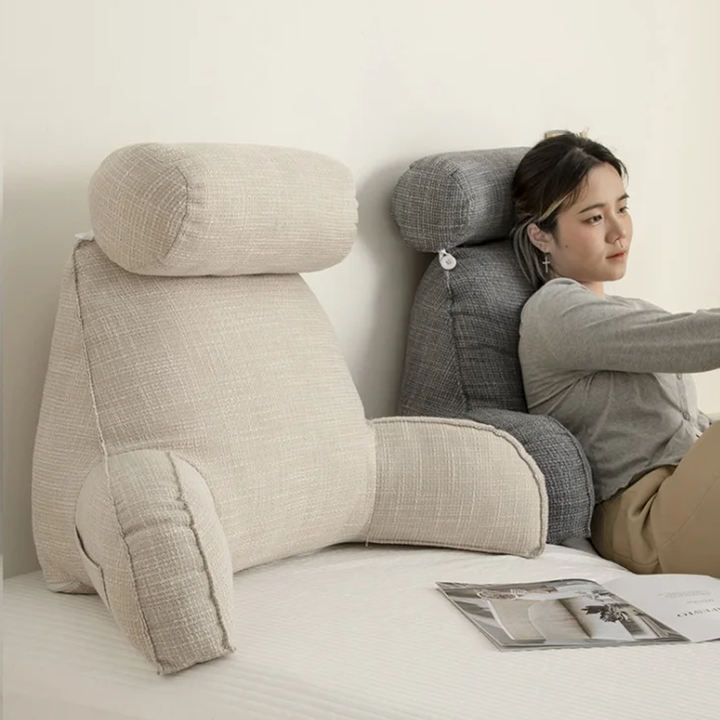 Ergonomic Back Support Cushion with Adjustable Headrest and Armrests | Back, Neck and Arm Support | Wedge Pillows