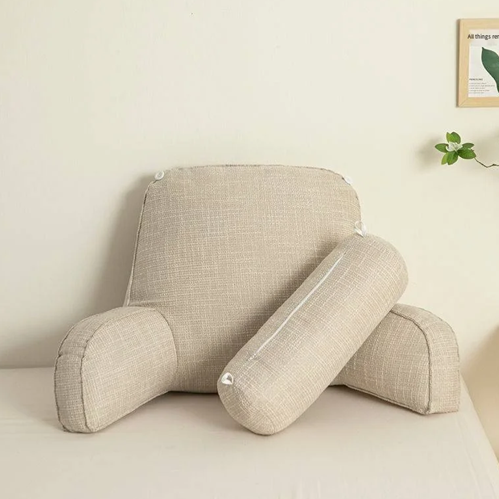 Ergonomic Back Support Cushion with Adjustable Headrest and Armrests | Back, Neck and Arm Support | Wedge Pillows