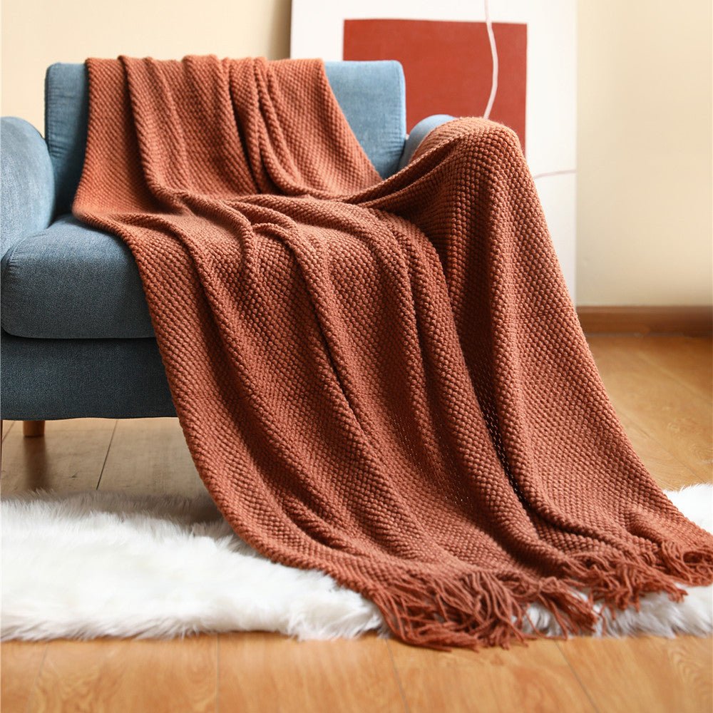 Nordic Knitted Throw Blanket in Six Colours and Two Sizes | Scandinavian Knit for Cosy Evenings | Throw Blankets