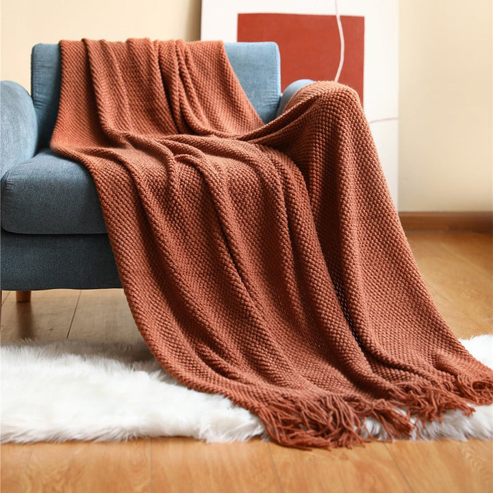 Nordic Knitted Throw Blanket in Six Colours and Two Sizes | Scandinavian Knit for Cosy Evenings | Throw Blankets