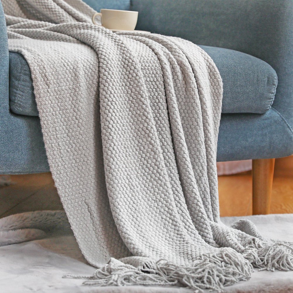 Nordic Knitted Throw Blanket in Six Colours and Two Sizes | Scandinavian Knit for Cosy Evenings | Throw Blankets