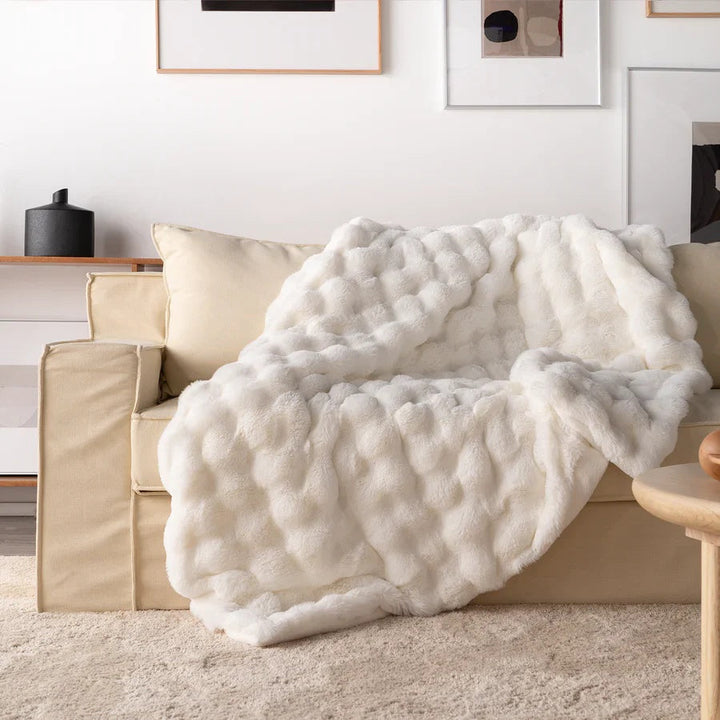 Rabbit Style Faux Fur Double Lined Throw Blanket | Plush Rabbit Faux Fur, Double Lined | Throw Blankets
