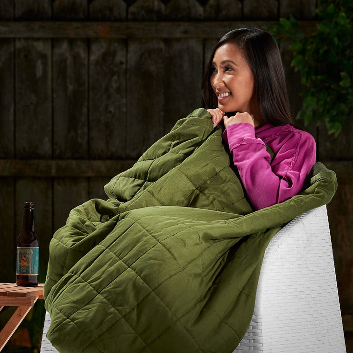 Outdoor Battery Heated Blanket with USB Power Bank and Three Heat Zones | Cordless Heat for Outdoor Days | Heated Blankets