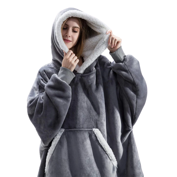 Giant Plaid Blanket Hoodie in Flannel and Sherpa, One Size Fits Everyone | Giant Flannel and Sherpa Hoodie | Wearable Blankets