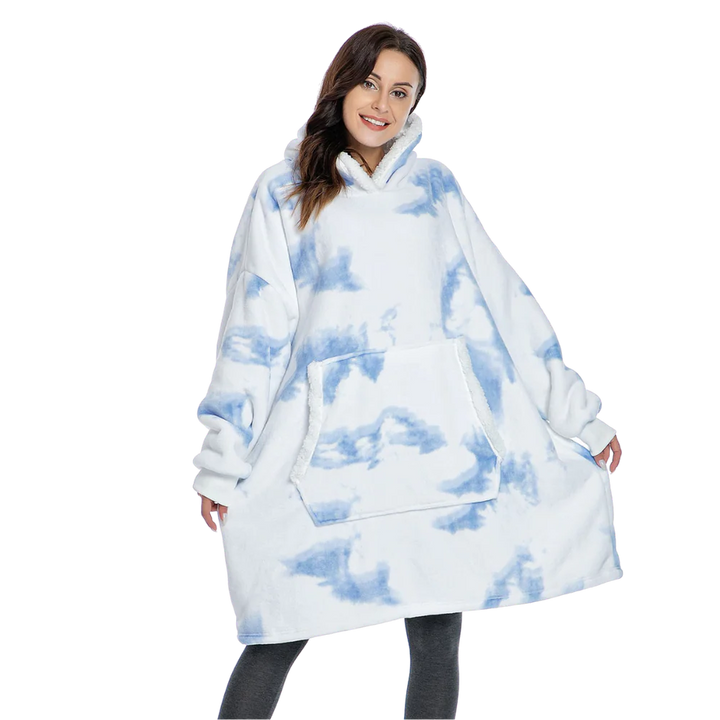 Giant Plaid Blanket Hoodie in Flannel and Sherpa, One Size Fits Everyone | Giant Flannel and Sherpa Hoodie | Wearable Blankets