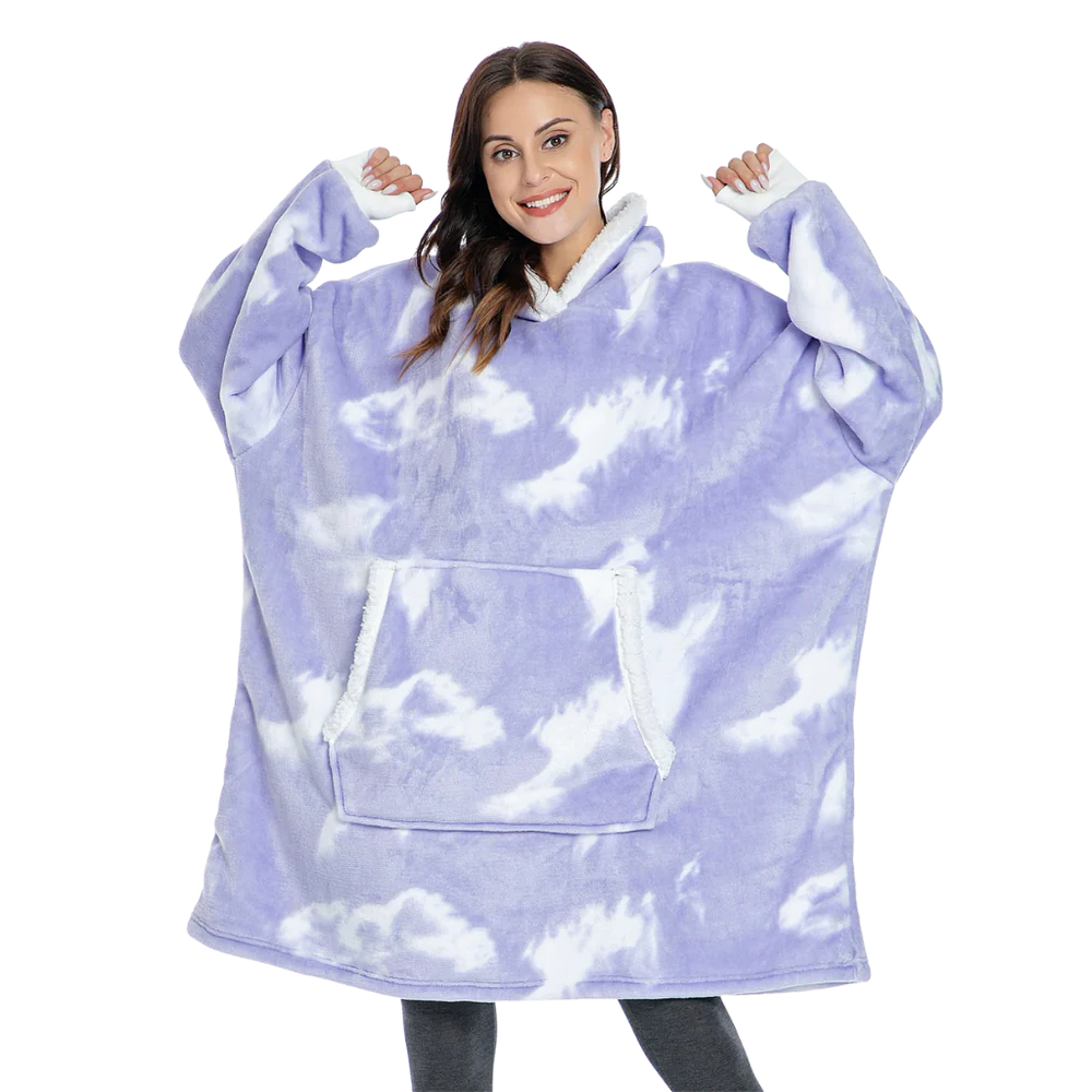 Giant Plaid Blanket Hoodie in Flannel and Sherpa, One Size Fits Everyone | Giant Flannel and Sherpa Hoodie | Wearable Blankets
