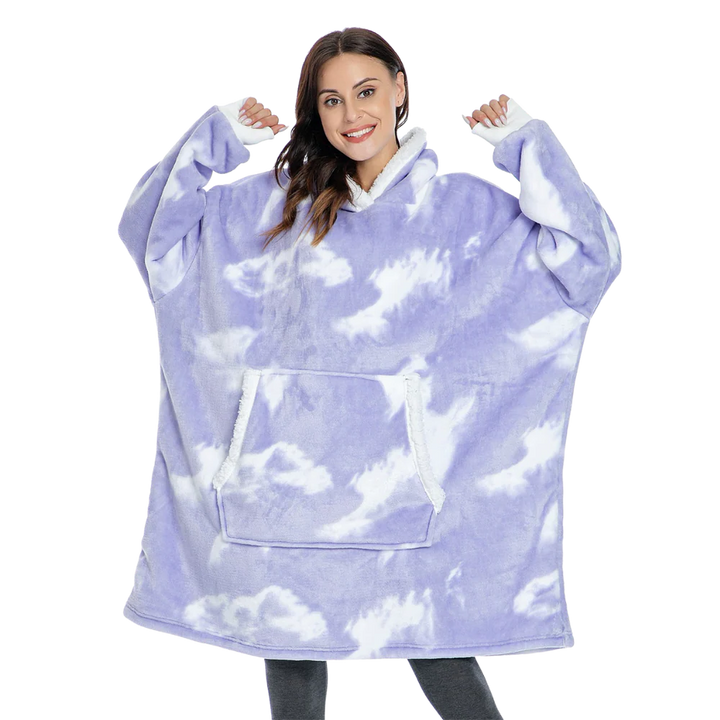 Giant Plaid Blanket Hoodie in Flannel and Sherpa, One Size Fits Everyone | Giant Flannel and Sherpa Hoodie | Wearable Blankets