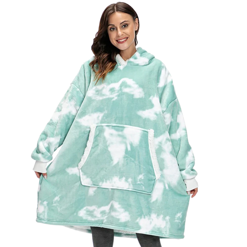 Giant Plaid Blanket Hoodie in Flannel and Sherpa, One Size Fits Everyone | Giant Flannel and Sherpa Hoodie | Wearable Blankets