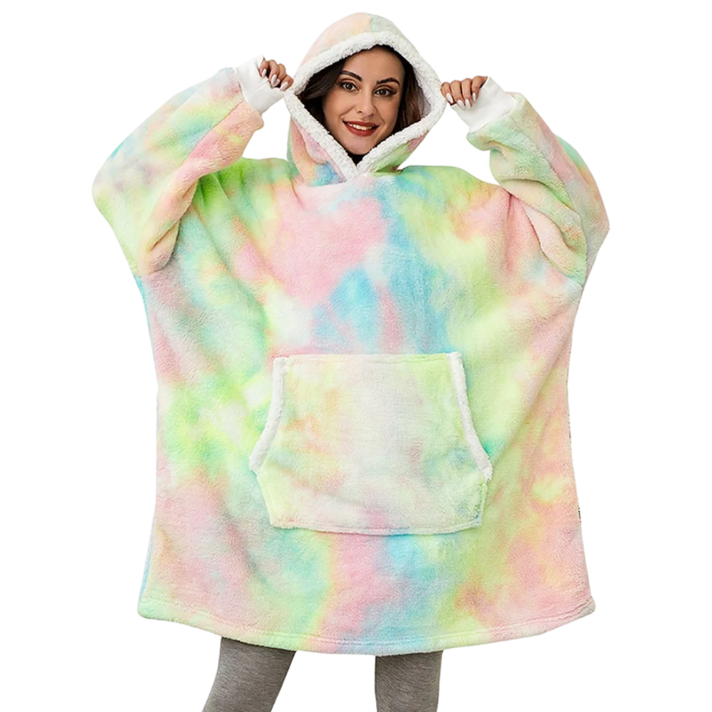 Giant Plaid Blanket Hoodie in Flannel and Sherpa, One Size Fits Everyone | Giant Flannel and Sherpa Hoodie | Wearable Blankets
