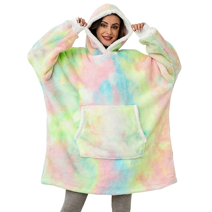 Giant Plaid Blanket Hoodie in Flannel and Sherpa, One Size Fits Everyone | Giant Flannel and Sherpa Hoodie | Wearable Blankets
