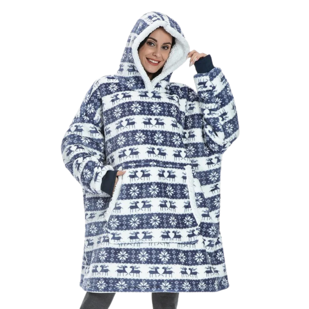 Giant Plaid Blanket Hoodie in Flannel and Sherpa, One Size Fits Everyone | Giant Flannel and Sherpa Hoodie | Wearable Blankets
