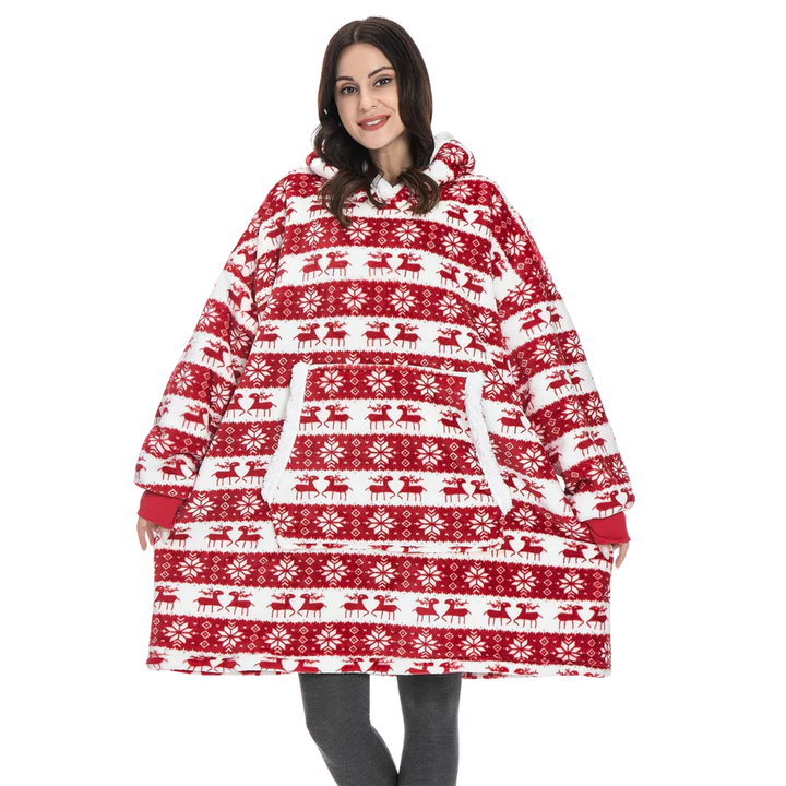 Giant Plaid Blanket Hoodie in Flannel and Sherpa, One Size Fits Everyone | Giant Flannel and Sherpa Hoodie | Wearable Blankets